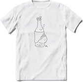 Bierbuik Bier T-Shirt | Unisex Kleding | Dames - Heren Feest shirt | Drank | Grappig Verjaardag Cadeau tekst | - Wit - L