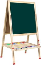 Luxiqo® 2-in-1 Krijtbord - Whiteboard - Magneetbord - Dubbelzijdig Schoolbord - Staand Magnetisch Schoolbord - Kind Tekenbord - Memobord - 49 x 49 x 81-146 cm