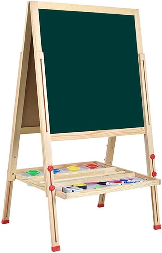 Luxiqo® 2-in-1 Krijtbord - Whiteboard - Magneetbord - Dubbelzijdig  Schoolbord - Staand... | bol.com