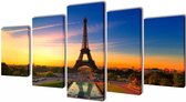 Canvas muurdruk set Eiffel toren 200 x 100 cm
