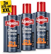 Alpecin Cafeïne Shampoo C1 3x 375ml | Voorkomt en Vermindert Haaruitval | Natuurlijke Haargroei Shampoo voor Mannen
