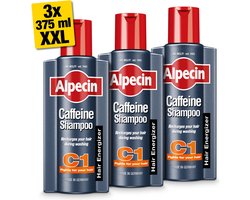 Alpecin Cafeïne Shampoo C1 3x 375ml | Voorkomt en Vermindert Haaruitval | Natuurlijke Haargroei Shampoo voor Mannen