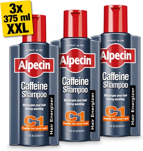 Alpecin Caféine Shampooing C1 3x375ml | Prévient et réduit la chute des cheveux | Shampooing naturel de croissance des cheveux pour hommes