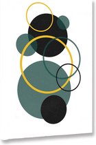 Akoestische panelen - Geluidsisolatie - Akoestische wandpanelen - Akoestisch schilderij AcousticBudget® - paneel met grafisch groene elementen - design 35 - 70x50 - Wanddecoratie -