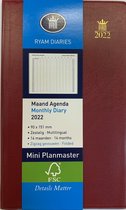 Ryam - Zak Agenda - Mini Planmaster - 2022 - Bordeaux - Maand per 2 pagina's - 9x15cm