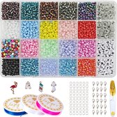 Kralen set - 6000 Glaskralen Set 4mm- Acryl Kralen - Sieraden maken - Inclusief Luxe Cadeaubox - Kralenset - Kettingen Maken - Armband - Letterkralen - Sieraden - Hobbykralen