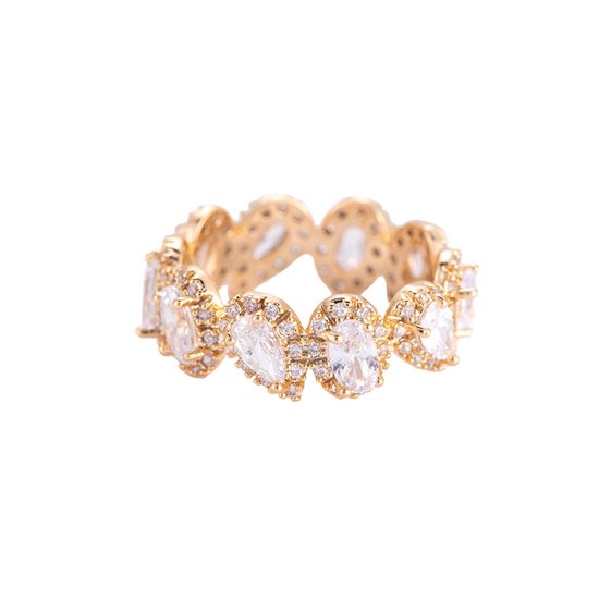 Dottilove - Royal Zirkonia Gouden Ring - 14k Goud Verguld - Maat 18 - Sieraad - Gouden Ring - Diamanten Ring - Cadeau idee