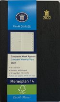 Ryam Memoplan 14 2022 Zwart - Week per pagina 9x15cm