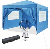 Opvouwbare Partytent | 3 x 3 Meter | Feesttent | Paviljoen | Waterdicht | met Opbergtas | Opvouwbaar | Inklapbaar | Blauw