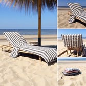 hiPPs Loungie Stripe Black, luxe hamamdoek voor ligbed | met OMSLAG en SIDE-POCKET | ligbedhoes | opbergzakje | strandhanddoek | strandlaken | cover | beachbed | sunbed | ligstoel