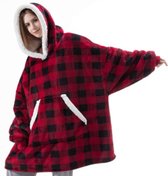 Super Comfy Fleece Hoodie – Trui en Deken in één – Unisex – Rood/Zwart