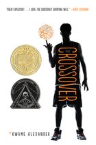 Silhouet van een basketballer die de bal balanceert, met de titel "The Crossover". Twee medailles ernaast.