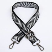Bag Strap - Bagstrap - Tassenriem - Schouderband - Verstelbaar - Zwart/Wit Zebra Print - Donkere Gesp