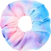 Marble/Tie-dye velvet scrunchie/haarwokkel, pastel blauw & neon roze