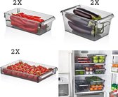 Koelkast Organizer 6-delig Set - Doorschijnend - 3 Verschillende maten 6L/4L/3,5L - Koelkastorganizer - Transparant - Bakjes voor groenten/fruit - Keukenkast organizer - BPA vrij