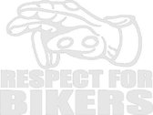 Respect for bikers hand groet sticker voor op de auto - Auto stickers - Auto accessories - Stickers volwassenen - 15 x 11 cm - Wit - 104