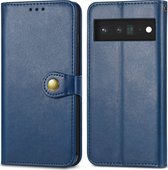 Google Pixel 6 Pro Hoesje - Mobigear - Snap Button Serie - Kunstlederen Bookcase - Blauw - Hoesje Geschikt Voor Google Pixel 6 Pro