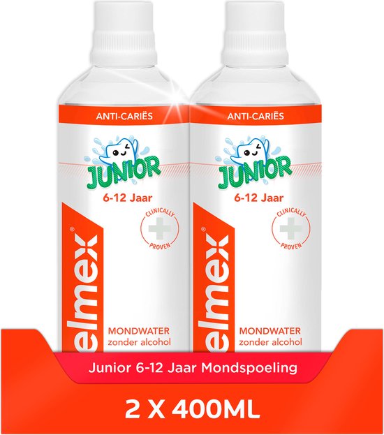 Elmex Junior (6-12 Jaar) Mondwater - 2 x 400ml - Voordeelverpakking