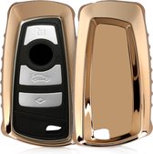 kwmobile autosleutelhoes voor BMW 3-knops draadloze autosleutel (alleen Keyless Go) - TPU beschermhoes in hoogglans goud