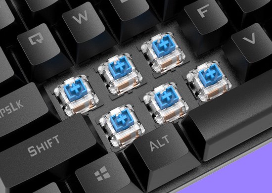 XUNFOX K80 RGB mechanisch 87keys TKL gaming toetsenbord - Blue Switch - Mechanical Keyboard - QWERTY - Anti-ghosting - Zwart/Grijs - XUNFOX