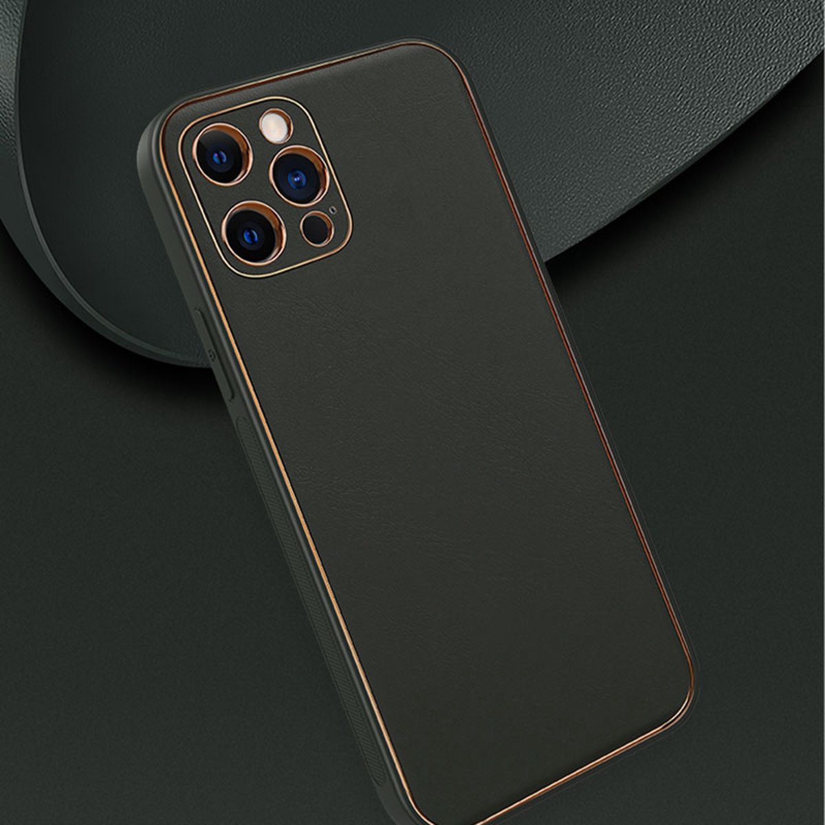 JPM Iphone 12 Black Leather Case