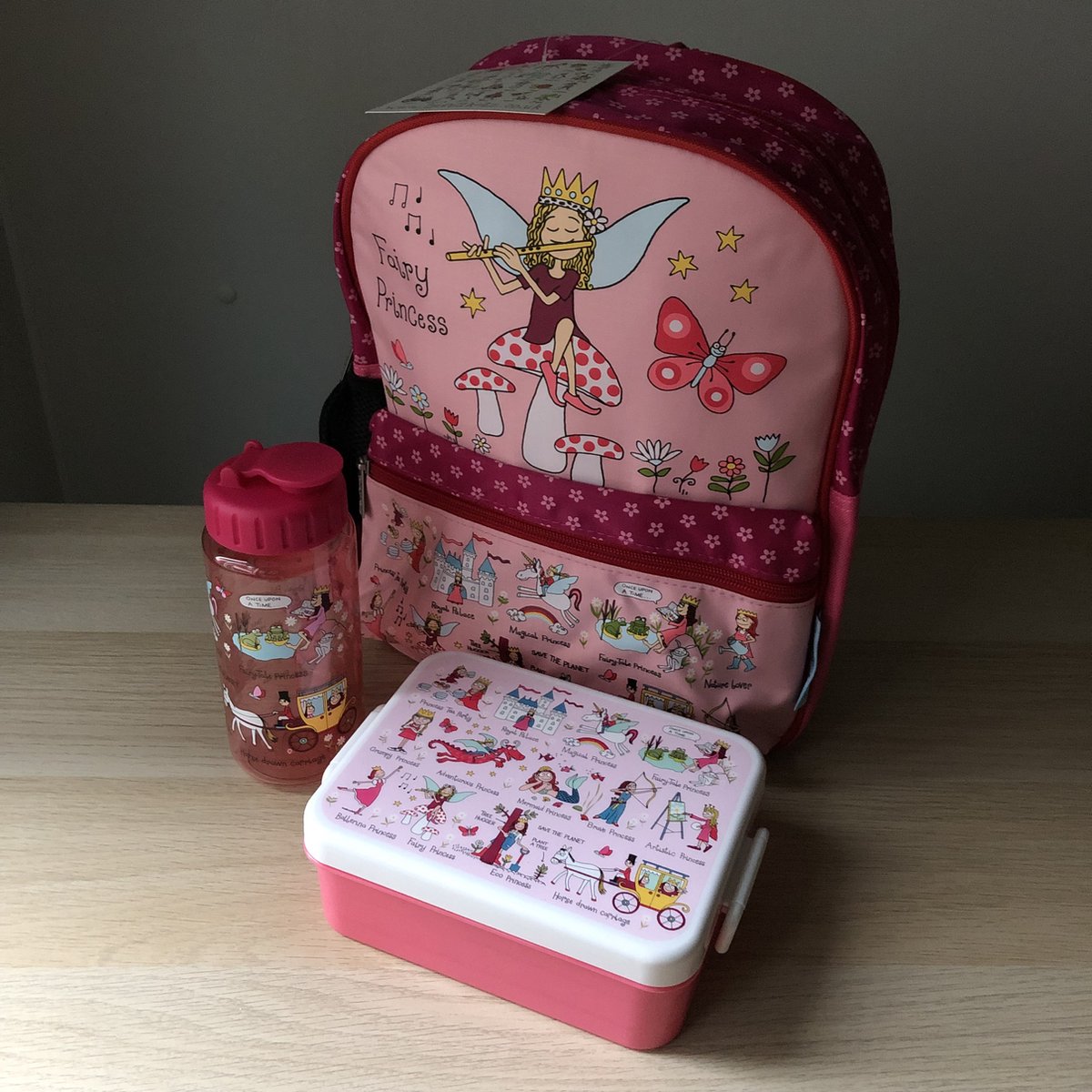 Prinses (new design) kinder rugzak met lunchbox en drinkfles - Tyrrell Katz