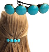 Hairpin.nu Color Hairclip XL glas cabochon haarspeld hairclip Ibiza Turquoise