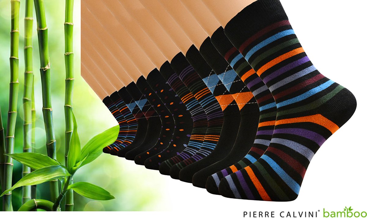 Pierre Calvini - Bamboe Sokken Dames - 12 Paar - Lange Sokken - Stippen/Strepen/Argyle - Maat 36-40 - Kousen Dames - Anti Zweet