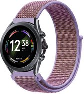Strap-it Nylon smartwatch bandje - geschikt voor Fossil Gen 6 44mm / Gen 5 / Gen 5e 44mm - lila