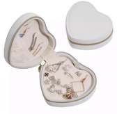 Luxe fluwelen sieradendoos hart compact wit incl poetsdoekje / Valentijnsdag / premium jewelry box / juwelendoos / opbergdoos / opbergbox / ketting, oorbellen, ring / vakantie / ge