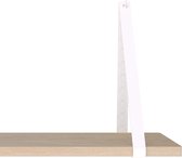 Leren Plankdragers - Handles and more® - 100% leer - WIT- set van 2 leren plank banden