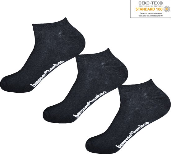Chaussettes basses Bamboe Sneakers Chaussettes Sans Couture | Noir | Taille 41-46 | Orteils Sans Couture | OEKO-TEX Standard 100