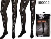 Panty's met Halloween geesten patroon - Zwart/wit