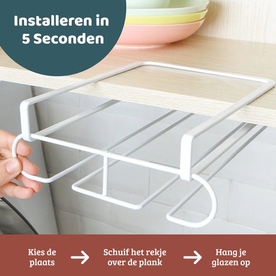 Kmerce Wijnglazen rek - Ophangen aan de muur - 16 glazen - Zwart Kmerce Wijnglazen rek - Ophangen aan de muur - 16 glazen - Zwart