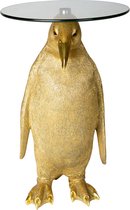 Bijzettafel - pinguin - tafelblad van glas - 32 x 32 x 49 cm - goud