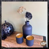 Hip-Wonen.nl - Glazen vaas fles mat zwart - 17×30 cm (ØxH) - bloemenvaas