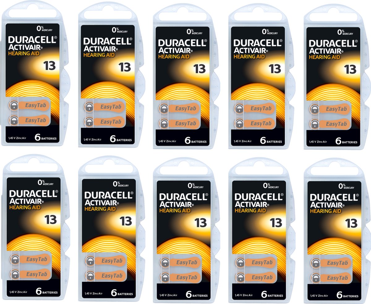 Duracell Activair Hoorbatterijen 13 Oranje 60 pack