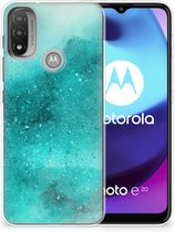 Telefoon Hoesje Motorola Moto E20 | E40 Siliconen Hoesje Painting Blue