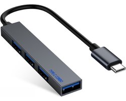 Romiosar – USB C Hub Deluxe – 4 USB Poorten – USB Hub voor Macbook -zilver