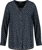 SAMOON Dames Blouse met V-hals van EcoVero-viscose Navy gemustert-56