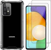 Samsung A72 Hoesje - Samsung Galaxy A72 Back Cover Anti Shock Siliconen Case Transparant Hoes - 2x Screenprotector Gehard Glas Beschermglas Tempered Glass Screen Protector