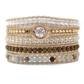 Marama - bracelet wrap Bohèmian Sun White - vegan - pierres précieuses Jade et Cristal - bracelet femme - cadeau saint valentin pour elle