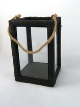 Sqr Wrap Glass Lantern 21*33cm Black