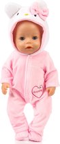 Hello Kitty Onesie - Zacht Roze - Poppenkleertjes voor Pop 43 cm - Geschikt voor o.a. Baby Born