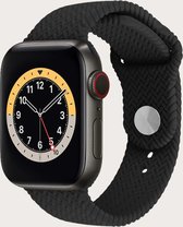 Siliconen Apple Watch Bandje - Zwart Geweven - 42/44/45 mm - Series 1 2 3 4 5 6 SE - Geschikt voor Apple Watch