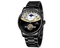 Tourbillon Horloge Zwart | Day & Night | Waterafstotend | Cadeau Giftbox | Zwart | Automatic Horloges | Automatisch Watchwinder | Skeleton Horloges Unisex Skeleton Herenhorloge Jongens Heren