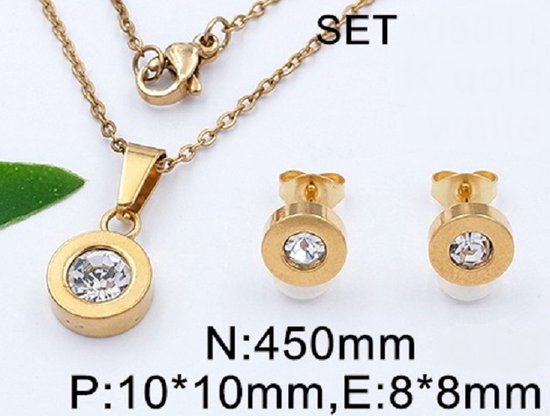 Edelstaal setje Ketting oorbellen  4762