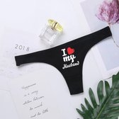 Zwarte string 'I love my husband' - Black thong 'I love my husband' - Size M - Funny thong - grappige string