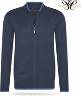 Cappuccino Italia - Heren Sweaters Full Zip Cardigan Navy - Blauw - Maat XXL