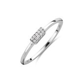 New Bling 9NB-0705-58 Zilveren Ring - Dames - Zirkonia Steentjes - Rechthoek - 6 x 2,5 mm - Maat 58 - Rhodium - Zilver